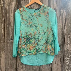 Teal Floral Blouse